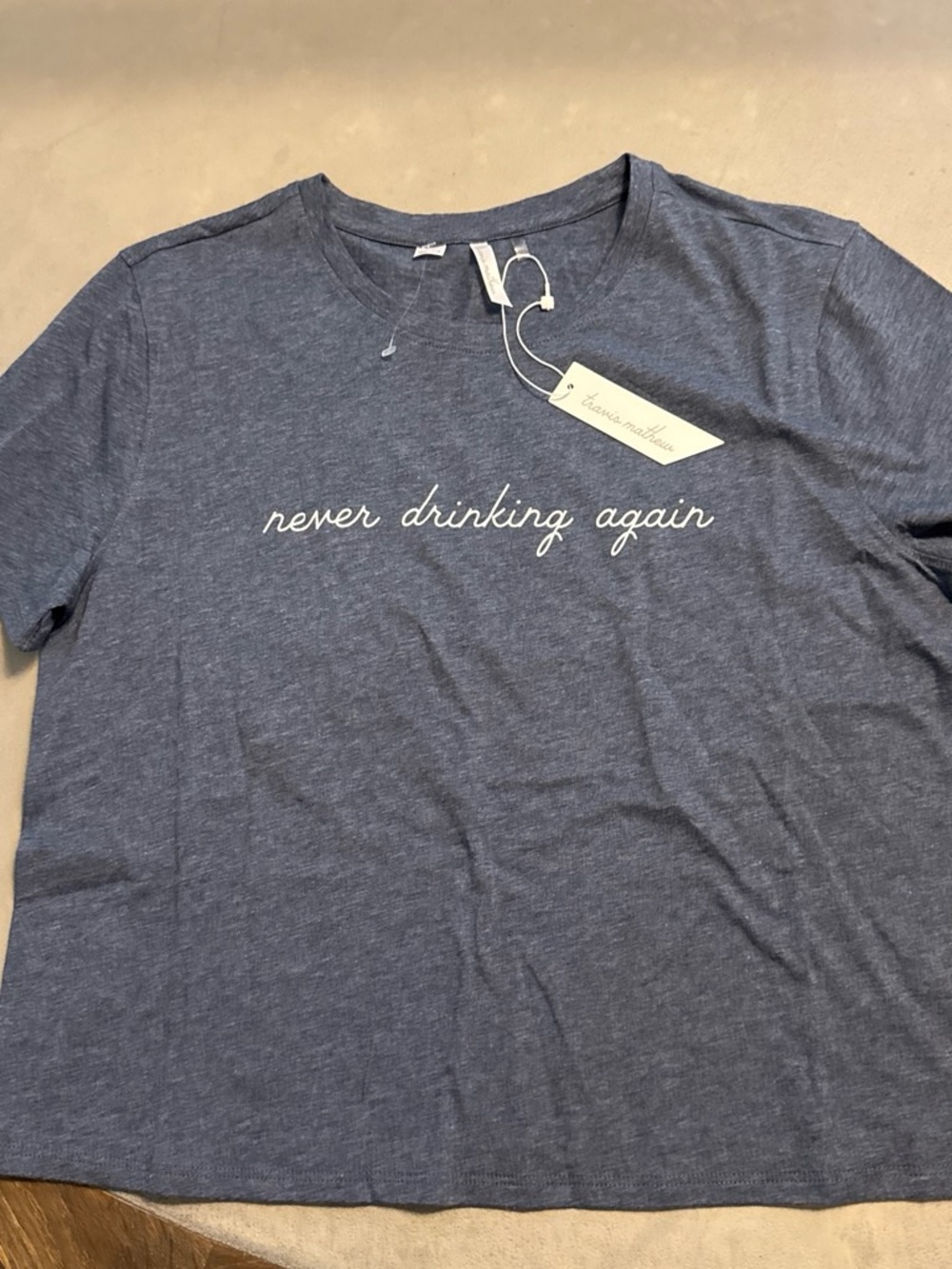 Travis Mathew Navy Blue 'never drinking again' Graphic Tee